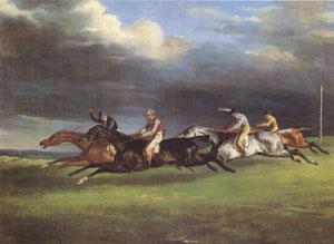 Theodore   Gericault The Derby at Epsom in 1821 (mk05) oil painting picture